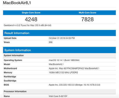 蘋(píng)果新品MacBook Air跑分多少 性能提升大嗎