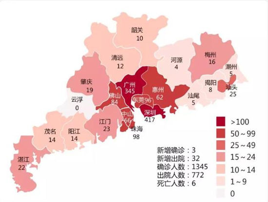 廣東省各市確診病例數(shù)量一覽 云浮0例