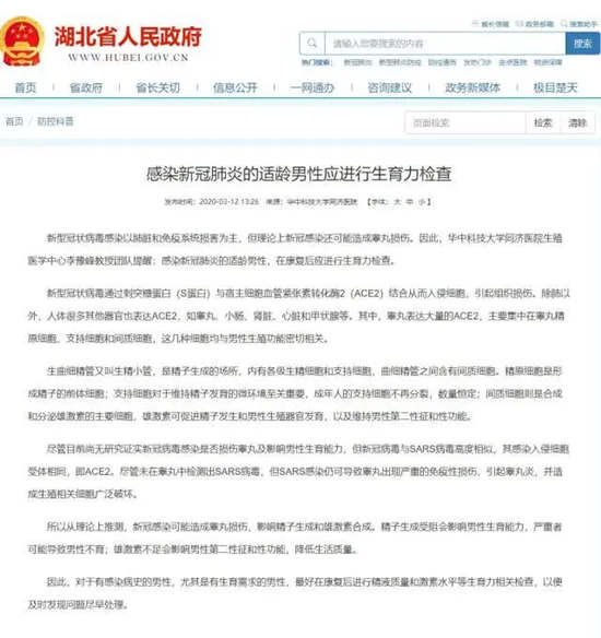 感染新冠病毒肺炎會(huì)影響男性生育能力嗎