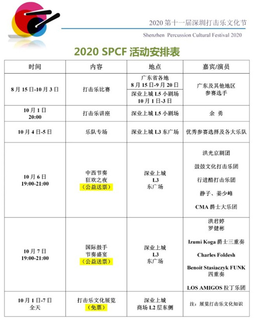 2020國慶深圳打擊樂文化節(jié)開放時(shí)間