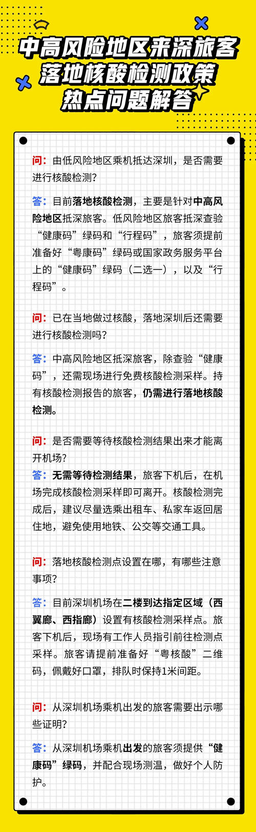 深圳寶安機場中高風險地區(qū)來深旅客落地核酸檢測政策解答