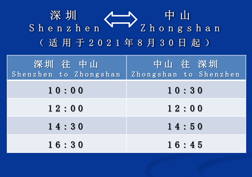 8月30日起深圳機(jī)場碼頭往返珠海和中山船班恢復(fù)至每日14個班次