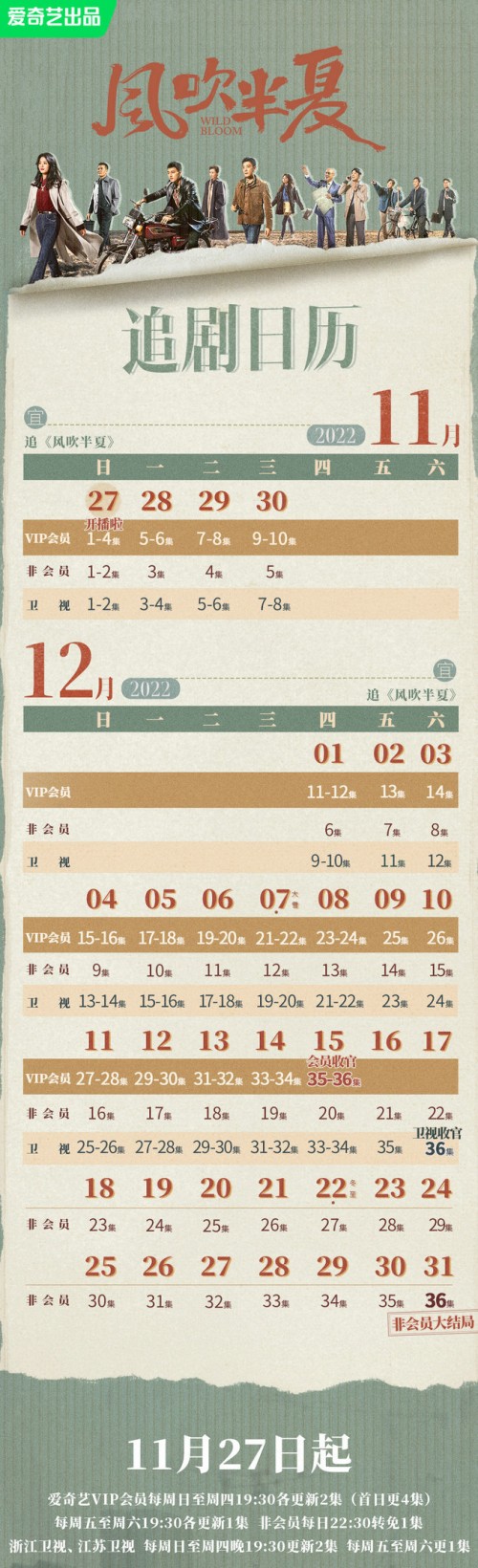 風吹半夏追劇日歷及更新時間表